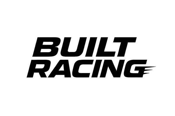 generate a logo named built racing in white background black letters